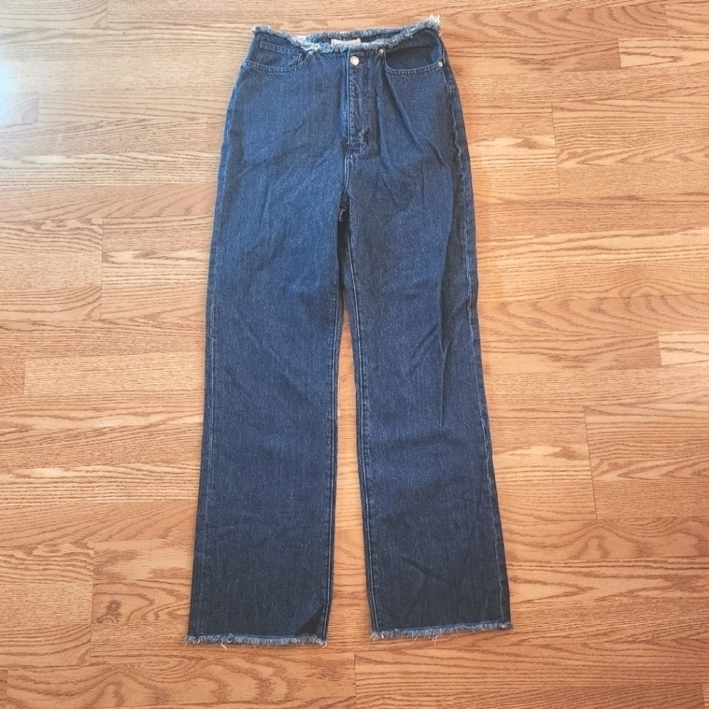 NWT WeWoreWhat Frayed WB Straight Jean in True Blue, Size 28